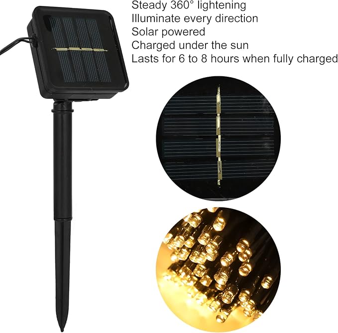 Alvinlite Outdoor Lights Christmas Tree LED Hanging Decoration String100 Light Chips Solar Power Ultra Length Ornaments for Patio, Garden Wedding Christmas Halloween Birthday Party