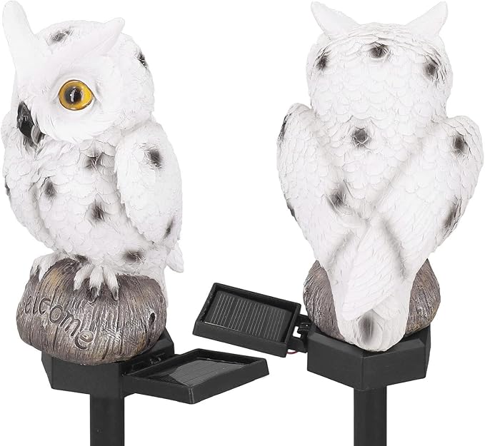 Solar Pathway Lights Outdoor, Owl Design Solar, Warm Light 44cm - Energy Saving Solar Powered, Waterproof Landscape Lighting for Patio Yard Driveway
