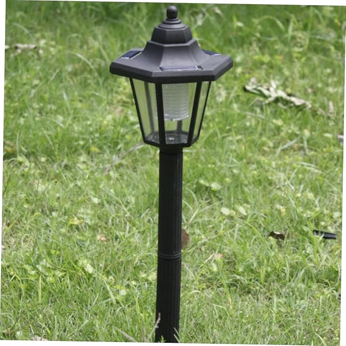 2 Pcs Solar Powered LED Lawn Lights Hexagonal Landscape Pathway Lighting for Garden Patio Outdoor White Light