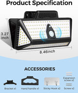 Large Clip on Solar Lights Outdoor, 208 LEDs 1000Lum Bright Solar Security Light with Motion Sensor, 3 Ways -Mount | Lumora