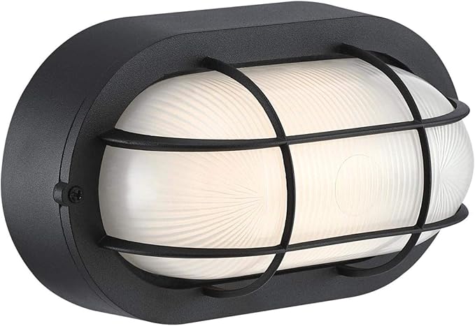 Westinghouse 6113700 Traditional One-Light Dimmable LED Outdoor Wall Light, Textured Black Finish, White Glass | Lumora