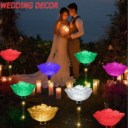 Solar Garden Light Outdoor Waterproof,6PACKS Multicolor Bigger Rose Flowers Lights Lawn Decor,Solar Pathway Rose Lights for Garden,Mom Day,Christmas,Housewarming Gifts Decor