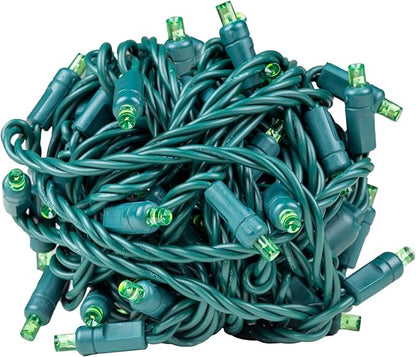 Novelty Lights 25ft 50 LED Lime Green Christmas Lights Outdoor/Indoor, 6" Spacing, Green Wire String Lights for Festive Xmas Lighting, IP55, UL Listed, Dimmable, Connectable