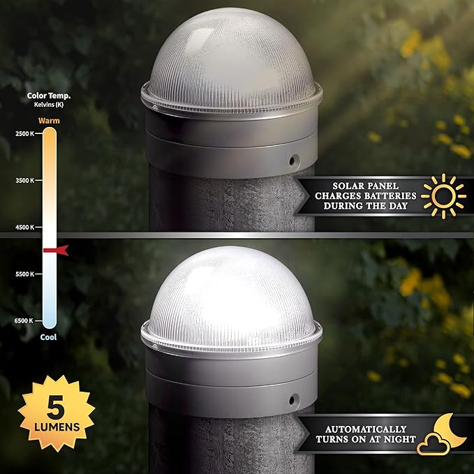 Classy Caps CH2233S Summit Chain Link Solar Post Cap, Silver – High Output LED, Fits 1-7/8", 2", 2-2/8",2.5 | Lumora