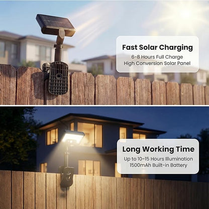 Clip On Solar Lights Outdoor,92 LEDs 600LM Motion Sensor Outdoor Lights,Solar Powered Fence Lights,IP65 Waterproof Security Lights forr Fence, Gutter, Deck and Camping. (Clip Mount 2 Pack)