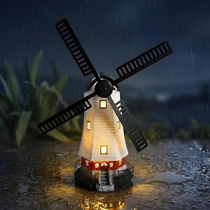 Solar Windmill Light Outdoor, Waterproof Garden Decoration with Auto Dusk to Dawn Sensor, Solar Powered Lantern for Yard, Patio, Park, Villa, and Residential Areas (White)