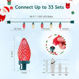C9 LED Christmas String Lights, 66 ft 100 LED Strawberry Roof Lights, Commercial Grade Waterproof Extendable for | Lumora
