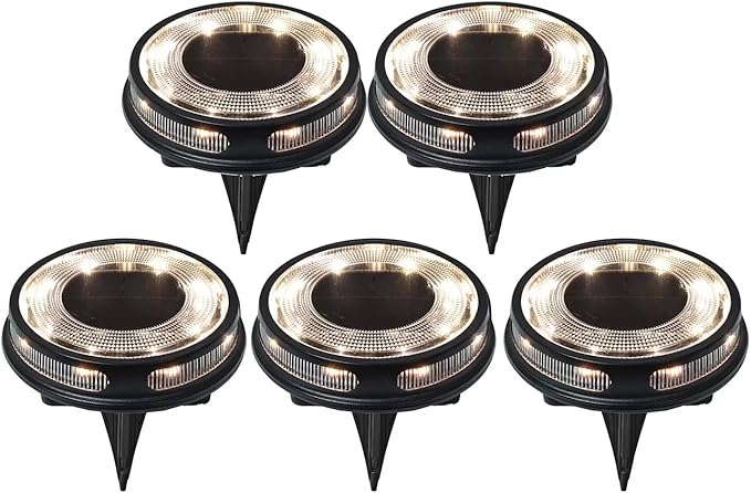Member Marks Solar Disc Lights (5-Pack) - Ultra-Bright 30 Lumens Outdoor Garden Lights - Warm White & Color | Lumora