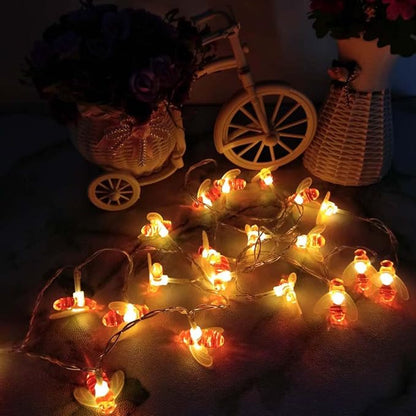 Bee String Lights, 7.5Ft 20 Led Bee Shape Fairy Battery Operated String Lights for Garden, Patio, Lawn Decoration (Warm White)