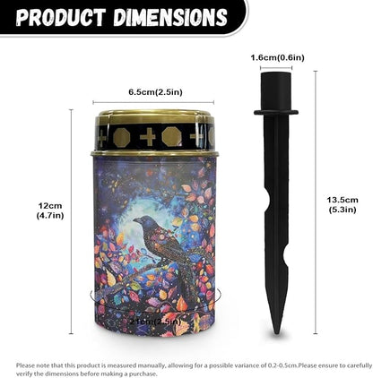 Cemetery Solar Lights, Bird Printed Solar Powered Garden Stake Lights, Multi-Color Decorative Lights for Cemetery Grave Yard Patio Outdoor Decoration Memorial