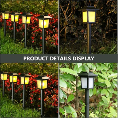 balacoo 4pcs Waterproof Solar Garden Path Lights Outdoor LED Lawn Ground Insert Lamps for Yard, Patio, Walkway Lighting, Black Solar Powered Landscape Fixtures