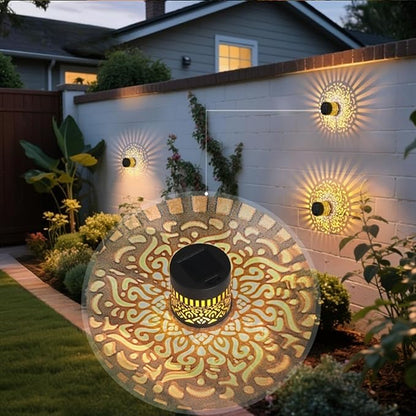 Decorative Solar Mandala Lights, Solar Mandalas Garden Lights Outdoor, New Metal Solar Powered Outdoor Deck Step Wall Light, Waterproof, for Garden Post Patio Backyard Yard Decor (Sunflower 2,1Pcs)