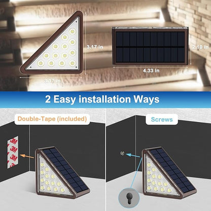 Brown Solar Step Light Outdoor Stair Lights, Deck Lights Outdoor Powered IP65 Waterproof, 6500K Cool White Solar Outdoor Step Light, Decor for Stair, Deck, Step,Porch and Outside Patio,8 Pack