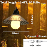 16.4 FT Outdoor Patio String Lights, Connectable LED Backyard Lights with 10 Globe Bulbs, Waterproof Hanging Light | Lumora