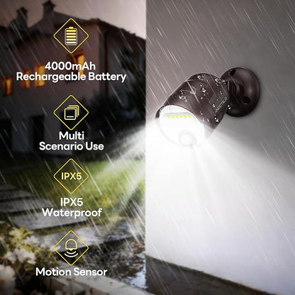 Battery Operated Motion Sensor Light,4000mAh Rechargeable Battery Powered Spotlight 600 Lumen Outdoor IP65 Waterproof for Porch,Yard,Wall,Garden with Dusk to Dawn (Brown-1pcs)