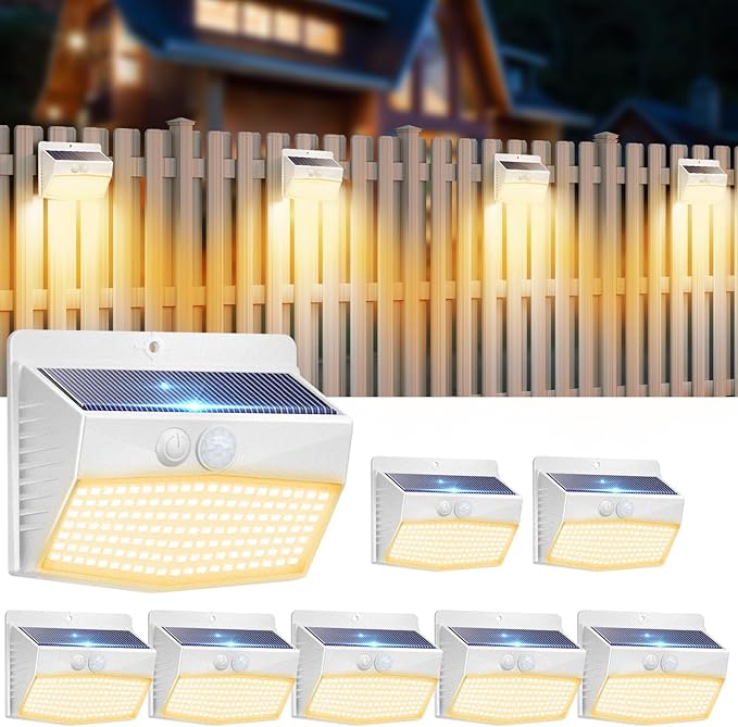 Peasur Solar Outdoor Lights, [8 Packs] Motion Sensor Security Lights with 3 Lighting Modes Wall Lights Waterproof | Lumora