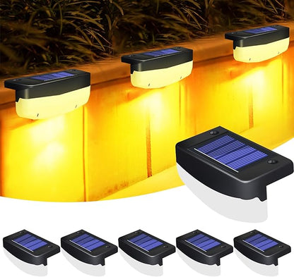 LED Solar Step Lights, 6 Pack Solar Deck Lights Outdoor IP65 Waterproof Pool Side Lighting Decor for Stairs Fence Yard Driveway Pathway Yard Backyard, Warm White