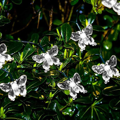 Solar String Lights, Waterproof 16ft 20LED Butterfly Christmas Fairy Lights Decorative Lighting for Home Party Wedding Patio Garden Porch Balcony (White)