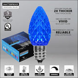 C7 Blue OptiCore Commercial Christmas Lights – LED Bulbs for Outdoor Holiday Party; Green Wire (100 Lights, 100 ft | Lumora
