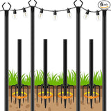 4 Pack String Light Poles, Outdoor String Light Pole 10ft Forked Metal Light Pole with Adjustable Outdoor Light | Lumora