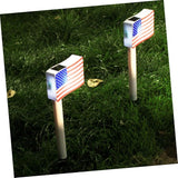 2pcs Solar LED American Flag Garden Lawn Path Lights Outdoor Solar Ground Plug Lamps for July 4th Independence Day | Lumora