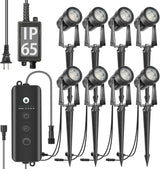 SUNTHIN 8 Pack Outdoor Landscape Lighting with Dusk to Dawn Sensor Controller, Bundled 9.8FT T Shape Extension Cord | Lumora