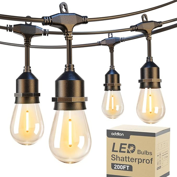 addlon 200FT Outdoor String Lights LED with Remote Dimmable Patio Lights Waterproof Shatterproof Edison Bulb for | Lumora