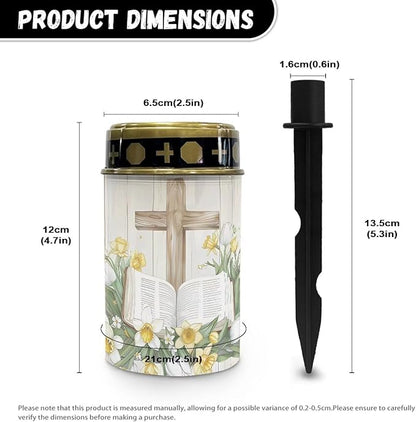 Cross Bible Solar Lights for Grave Solar Led Lights for Outside Waterproof Landscape Lights Cross Candle Holder for Cemetery Prayer Signs Solar Light Grave Garden Lawn Patio Yard Decor