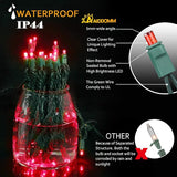 100 Counts LED Christmas Lights - 50 ft 5mm Red Commercial Grade Waterproof Indoor/Outdoor String Lights, Green | Lumora