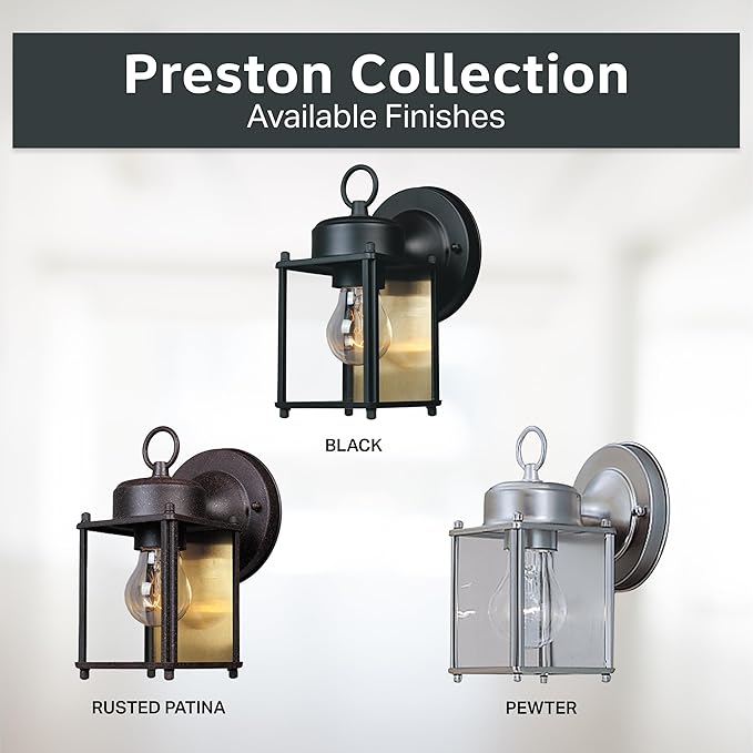 DESIGNERS FOUNTAIN Preston Outdoor Light Fixture, 8 Inch Exterior Wall Lantern Sconce for Front Door, Patio and | Lumora