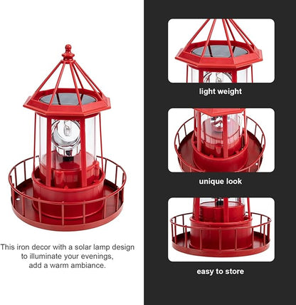 Operitacx Solar Lighthouse Rotating Outdoor Garden Light Waterproof Landscape Lamp for Patio Lawn Pathway Decor