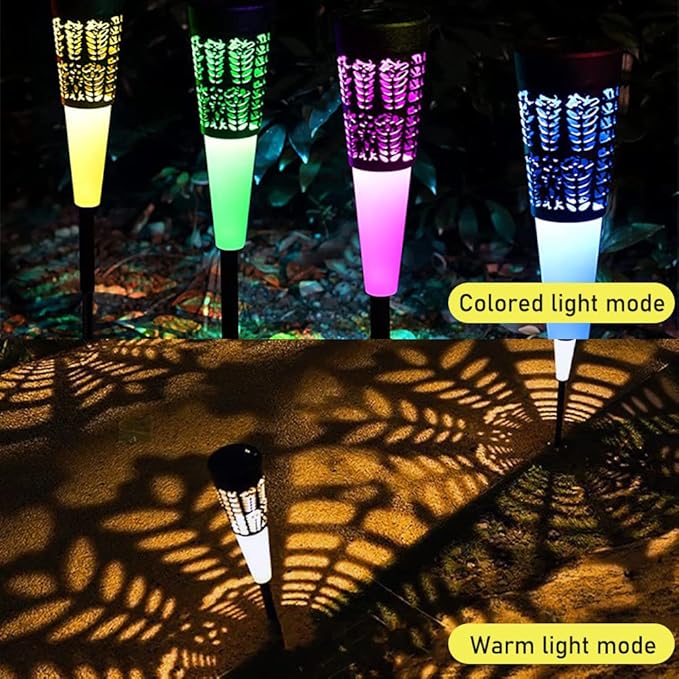 Solar Pathway Lights Outdoor, 4 Pack Color Changing Solar Garden Lights, Auto On/Off LED Landscape Lighting Decorative for Lawn Walkway Patio Yard Landscape (Multicolor&Warm White)