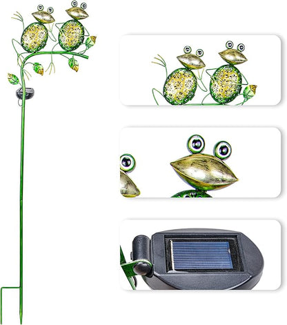 Bshine Outdoor Solar Garden Decorative Frog Lights, Waterproof LED Metal Stake Yard Art for Backyard, Path, Lawn Ornaments for Mom Gifts, Mother's Day Gifts Frog