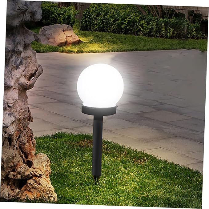 ARTIBETTER Solar Round Lawn Light Garden Lamp with Ground Plug for Outdoor Use Design for Pathways Patios Pools and Events