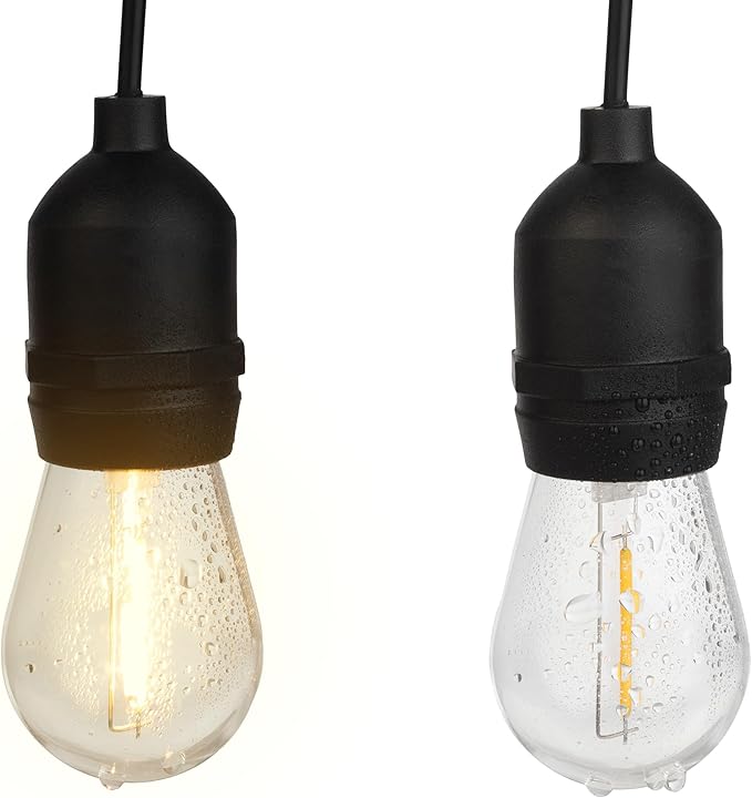 Outdoor String Lights - 50 Ft Patio Lights with 24 Vintage-Style LED Edison Bulbs and Hanging Sockets for Porch, Backyard, and Events by Pure Garden