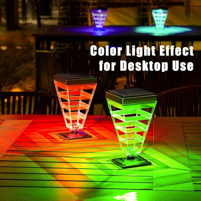 Solar Pathway Lights 4 Pack, 5 Modes Warm White/RGB Fixed & 3 Colors Auto Changing, IP65 Waterproof 200LM Solar LED Decor for Yard Lawn Garden Walkway Pool Balcony