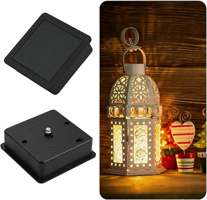 Solar Light Replacement Top Square Panel with Rechargeable Warm White LED for Outdoor Lamps Garden Decor DIY Lampshade 2/4 Pack, Black(4pcs)