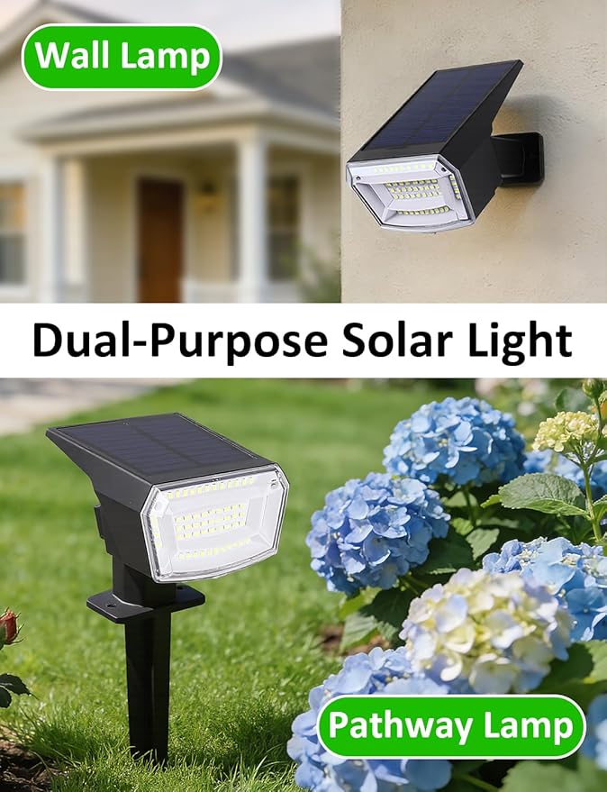 Solar Spot Lights Outdoor, 4 Pack Waterproof Solar Powered Garden Lights, 59 LED 4 Lighting Modes, 6500K White | Lumora