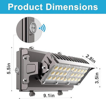Lightdot 150W LED Wall Pack Lights, 360° Adjustable Panel with Dusk to Dawn Photocell, 22500Lm 5000K Daylight, IP65 Waterproof & Advanced Heat Dissipation Outdoor Security Lighting(Height:10~20ft)