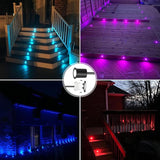 RNEHON LED Outdoor Deck Lights with Protecting Shell, Φ1.18in RGB 10 Pack, IP67 Waterproof Recessed Stair Step | Lumora