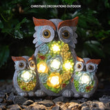 Solar Garden Statue Owl Decor – Cute Owl Family Figurines with LED Succulent Lights, Waterproof Outdoor Yard Art | Lumora