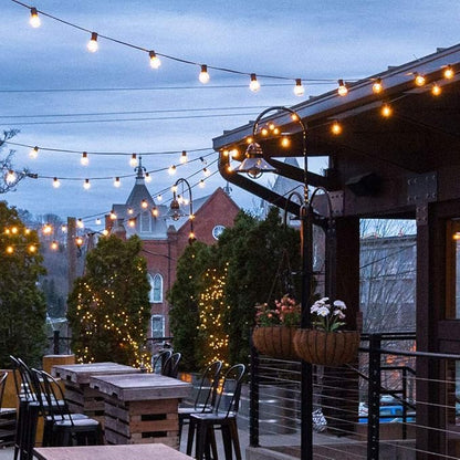 Outdoor String Lights 50ft Patio Lights with 55 G40 Bulbs (5 Spare), Connectable Globe String Lights for Party Tents Patio Gazebo Porch Deck Bistro Backyard Balcony Pergola Decor, Black Wire