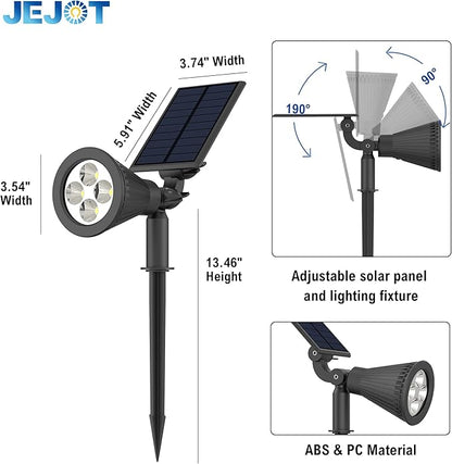 Solar Lights Outdoor Waterproof IP65,6500K Super Bright LED,2 Lighting Modes, Solar Powered Yard Garden Solar Spot Lights for Flag Landscape Auto On/Off-1 Pack