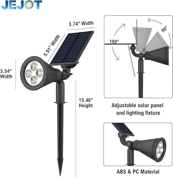 Solar Lights Outdoor Waterproof IP65,3000K Super Bright LED,2 Lighting Modes, Solar Powered Yard Garden Solar Spot | Lumora