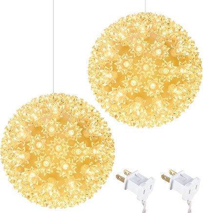 Brightown Outdoor Christmas Decorations-Starlight Sphere, Replaceable Bulbs with Add-On Plug, Lighted Sphere Balls for Trees Party Wedding Patio Indoor Decorations 6in-2pc 100 LED(Clear)