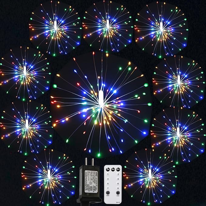 10 Pcs Total 1000 LED Firework Copper Wire Lights, 8 Modes Fairy Twinkle Lights Plug in String Lights 1M/3.3FT | Lumora