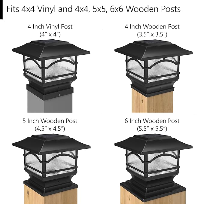 Davinci Lighting Premium Solar Outdoor Post Cap Lights - 4x4 5x5 6x6 - Bright LED Light for Fence Deck Garden or | Lumora