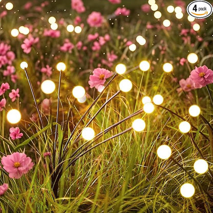 4 Packs Solar Lights Outdoor Waterproof,Garden Patio Decorative,Firefly Lights for Patio Lawn,Landscape Lighting Large Bulbs,Starlight Windswept,Great Gift for Women for Gardening,40LEDs