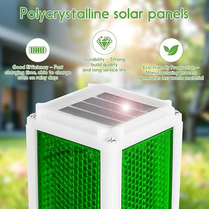 5 PCS Solar Driveway Markers, Solar Powered Driveway Lights on Poles, Outdoor Landscape Reflectors for Snow Road, Yard, Parking Lot, and Sidewalk (Green)