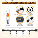50Ft Extra-Long Fall & Halloween String Lights,25 C18 Flicker Flame Bulbs for Outdoor Decor,Waterproof & | Lumora